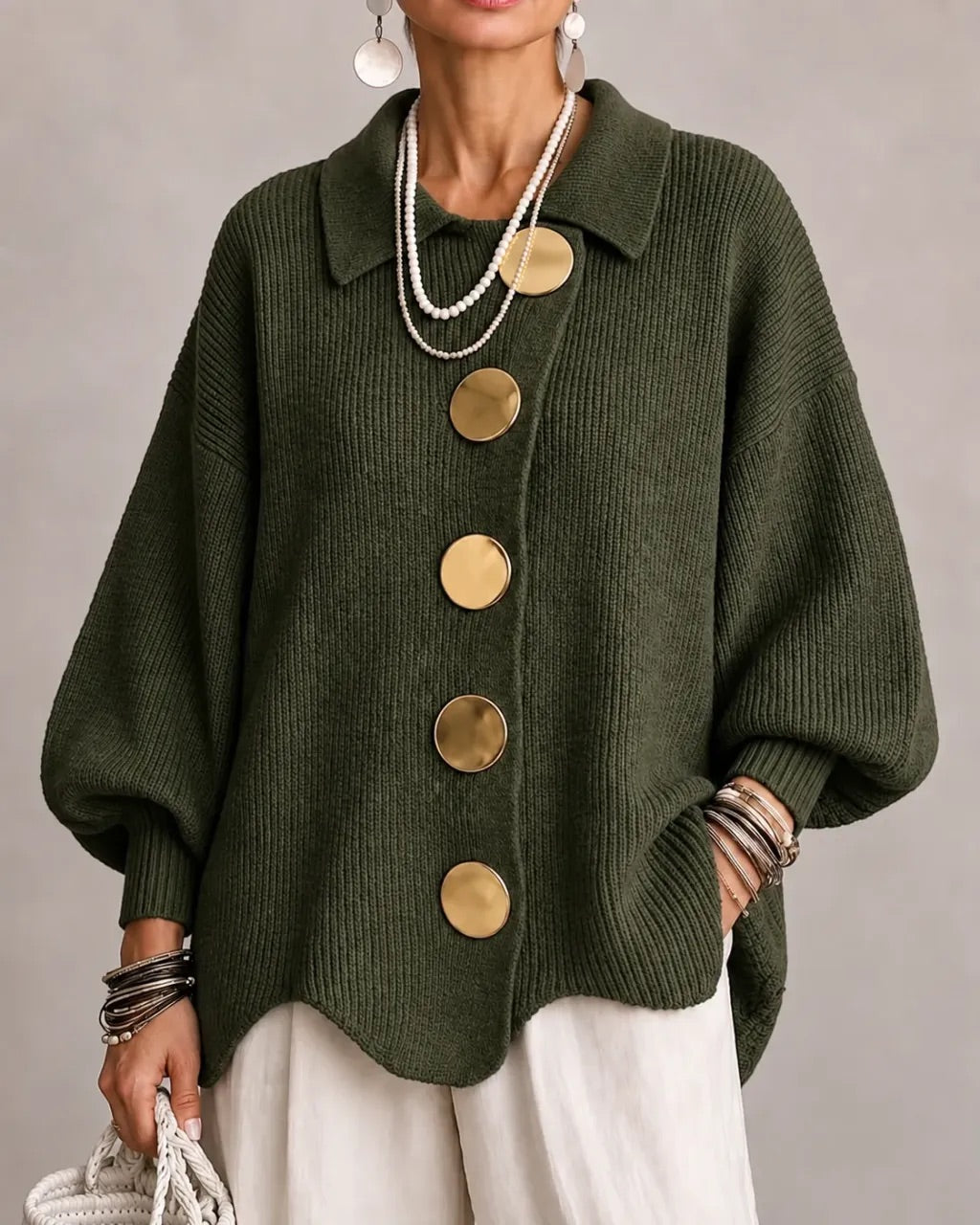 ADELAIDE | Oversized collared button cardigan