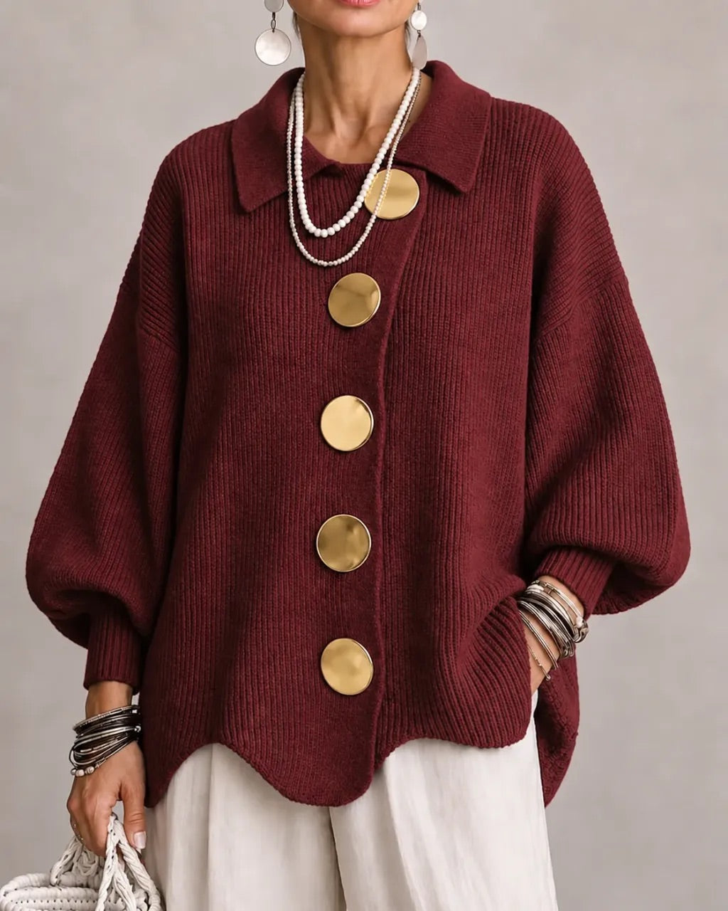 ADELAIDE | Oversized collared button cardigan