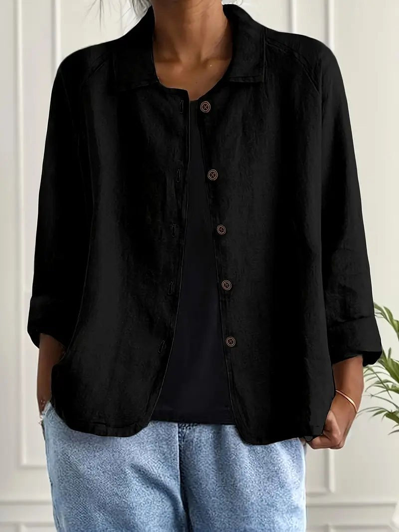 RUTH | Black open shirt layer