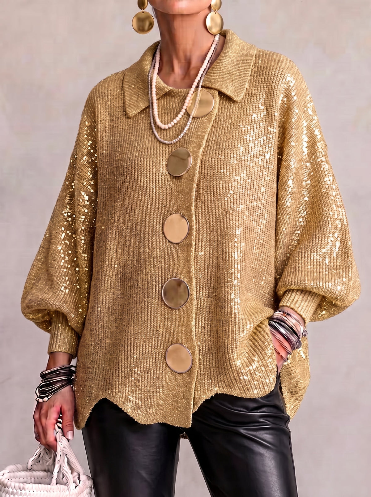 ADELAIDE | Oversized collared button cardigan