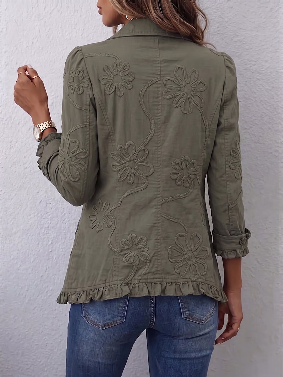 JOSEPHINE | Embroidered jacket with ruffled trim