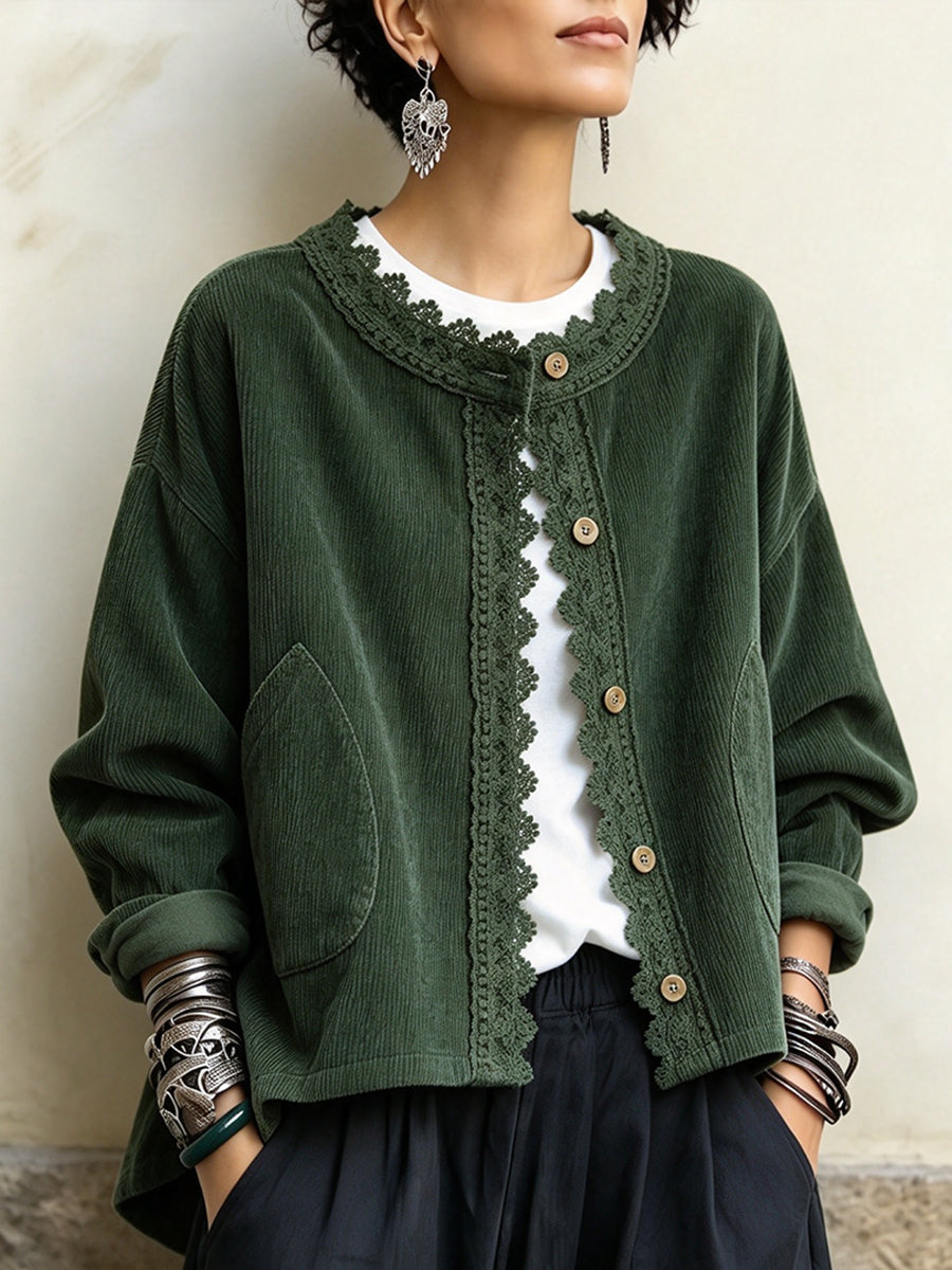 HELOISE | Button front jacket with a lace collar