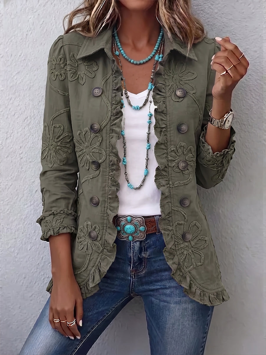 JOSEPHINE | Embroidered jacket with ruffled trim