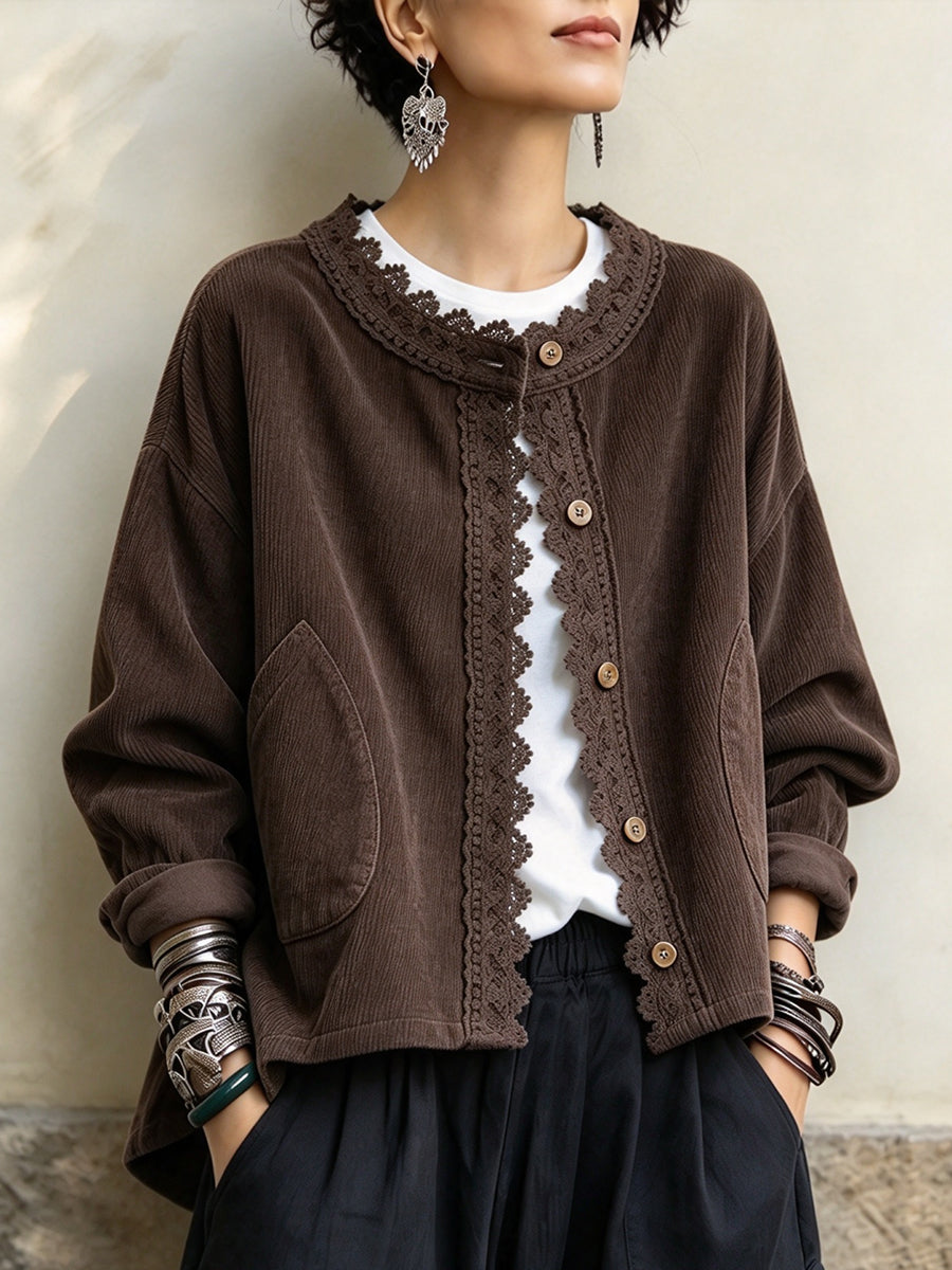 HELOISE | Button front jacket with a lace collar