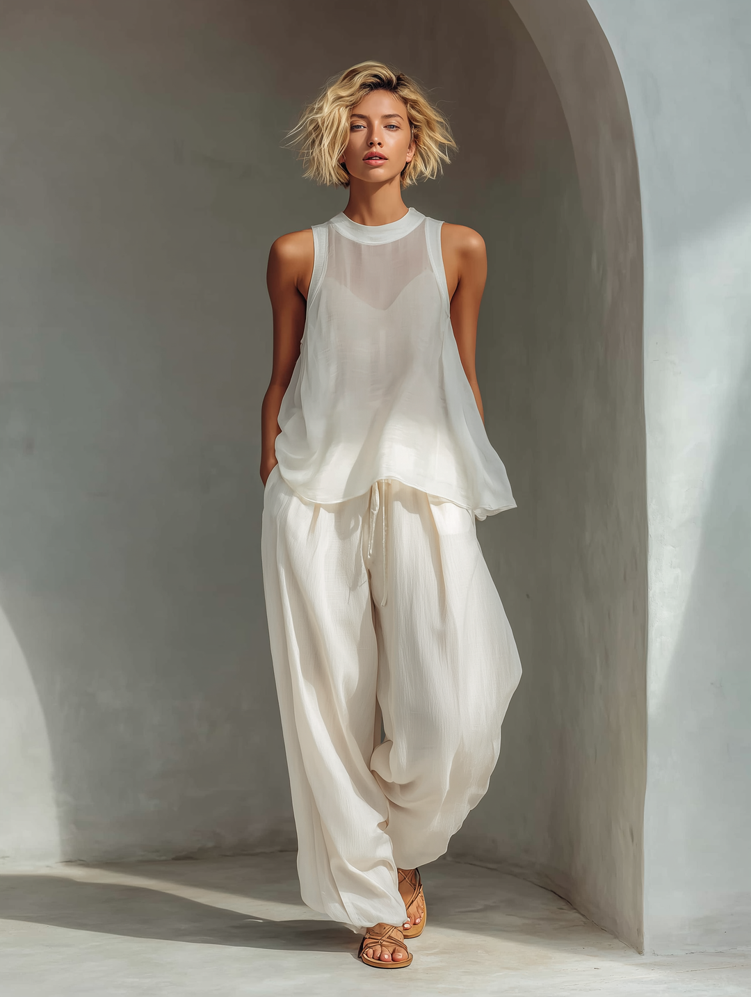 ARLENE | Sleeveless top with wide-leg trousers
