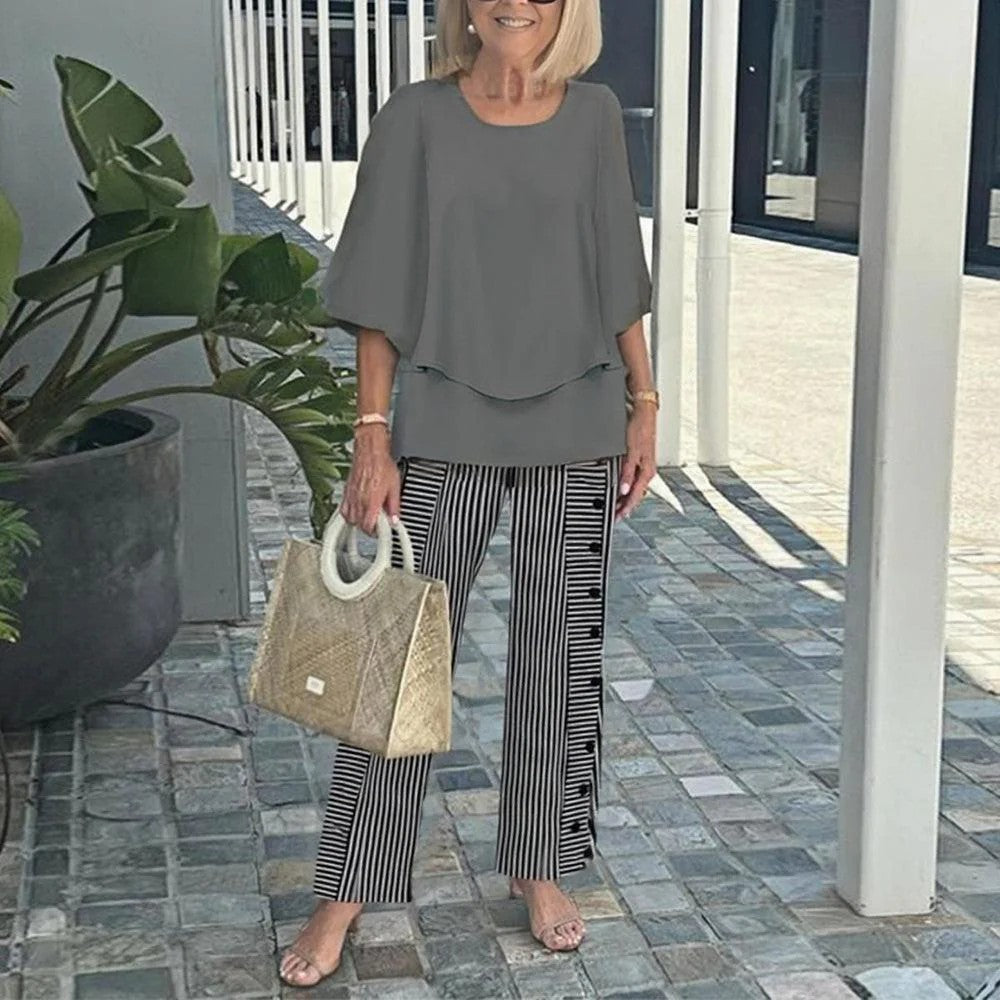 PAULETTE | Flowing top with elastic-waist pants
