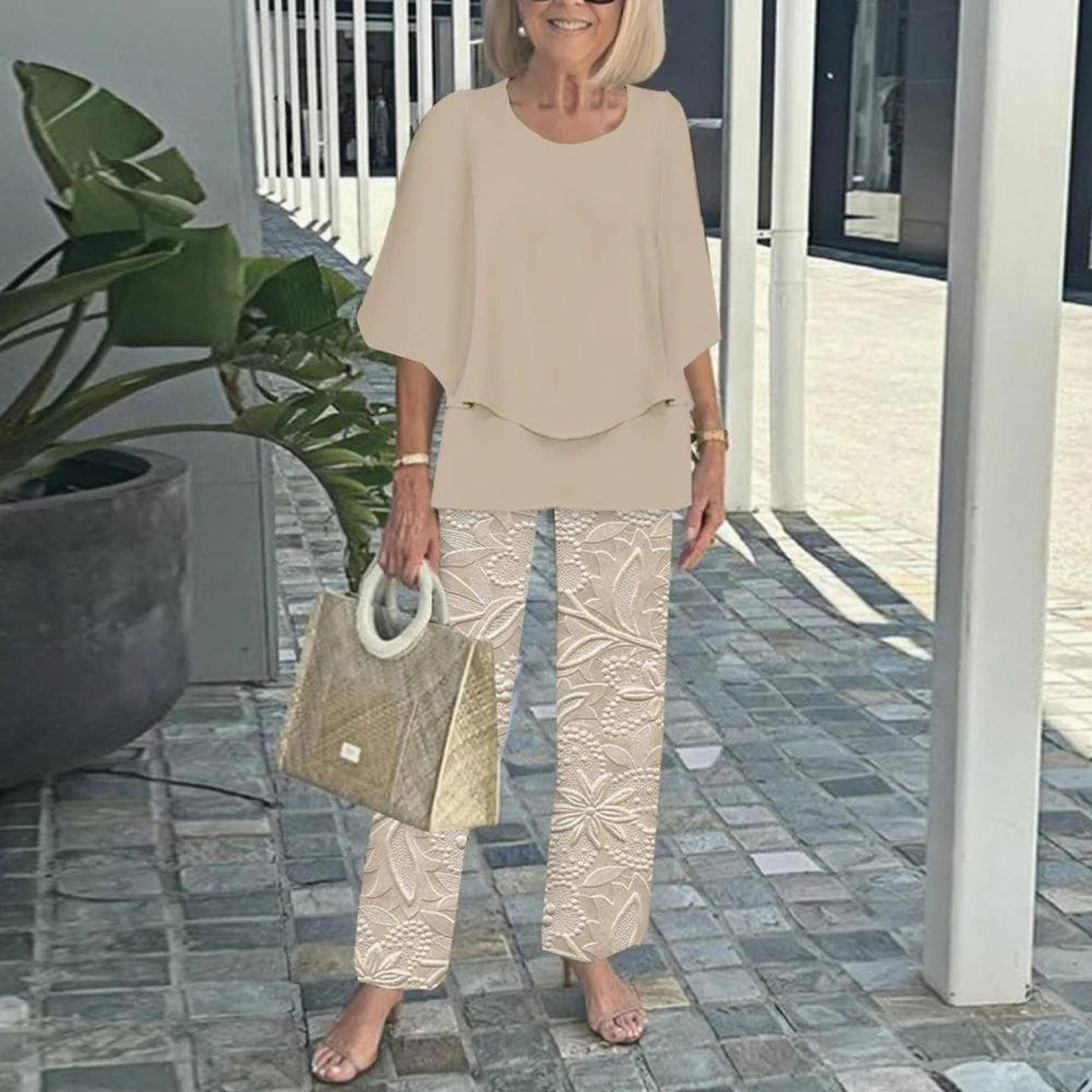 PAULETTE | Flowing top with elastic-waist pants