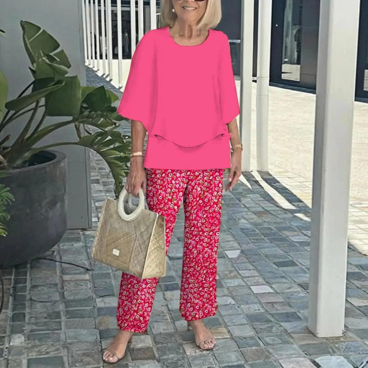 PAULETTE | Flowing top with elastic-waist pants