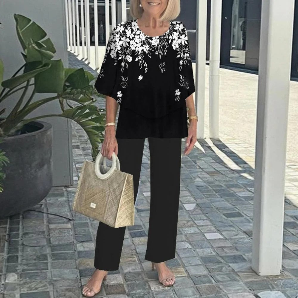 PAULETTE | Flowing top with elastic-waist pants