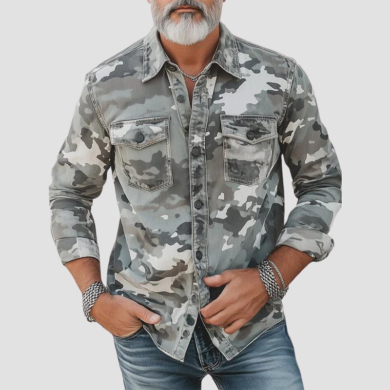 CATHERINE | Camo shirt with polo collar