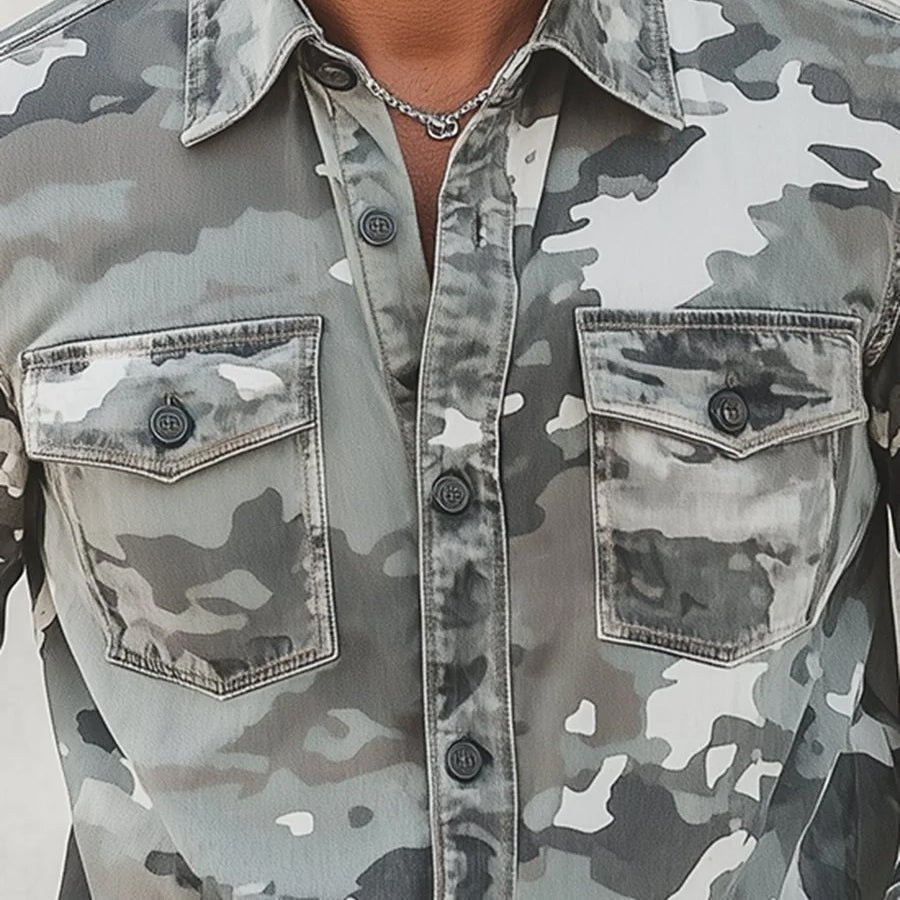 CATHERINE | Camo shirt with polo collar