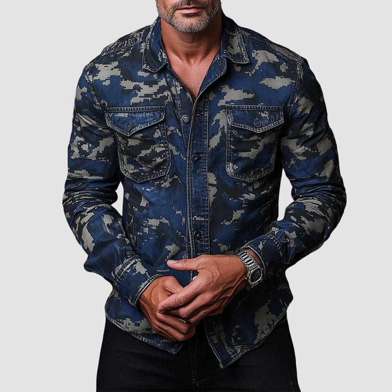 CATHERINE | Camo shirt with polo collar