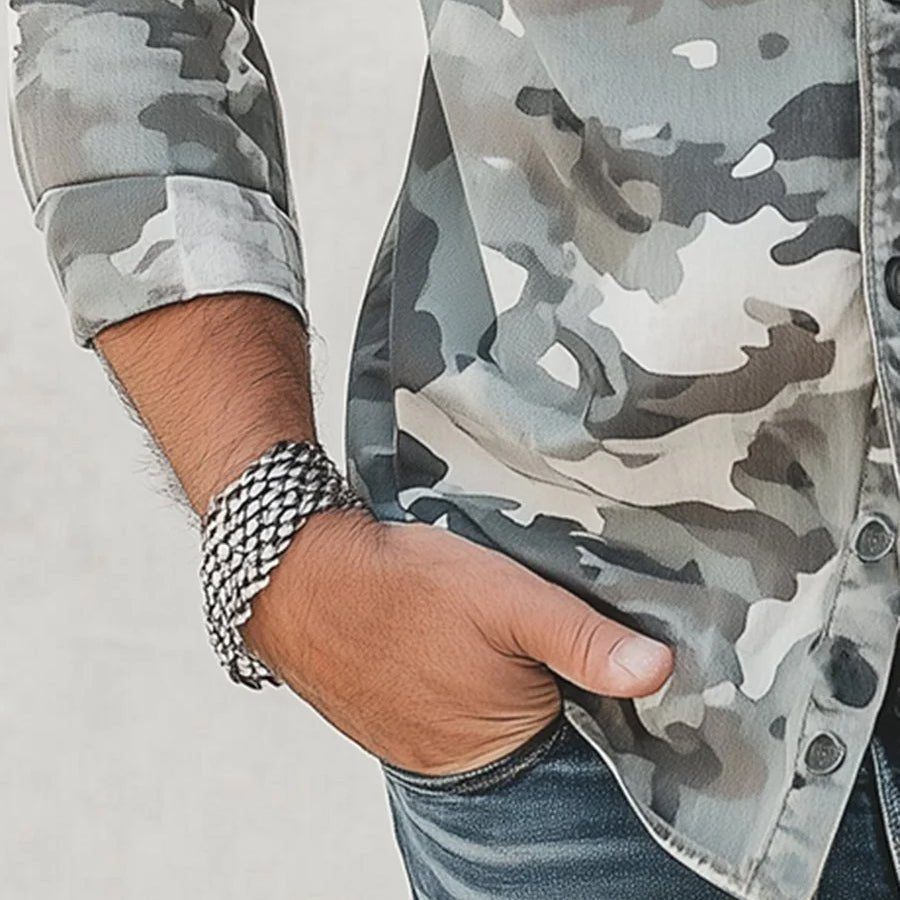 CATHERINE | Camo shirt with polo collar