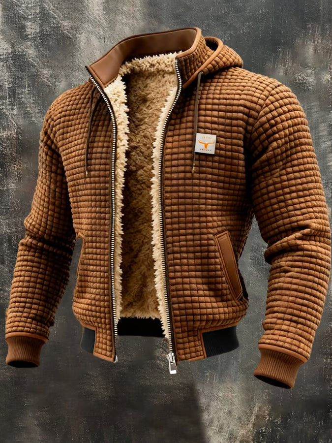 EAMON | Hooded waffle jacket with full zip