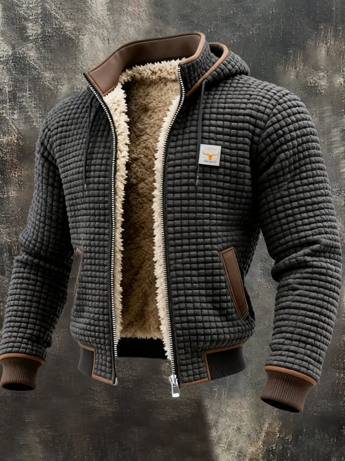 EAMON | Hooded waffle jacket with full zip