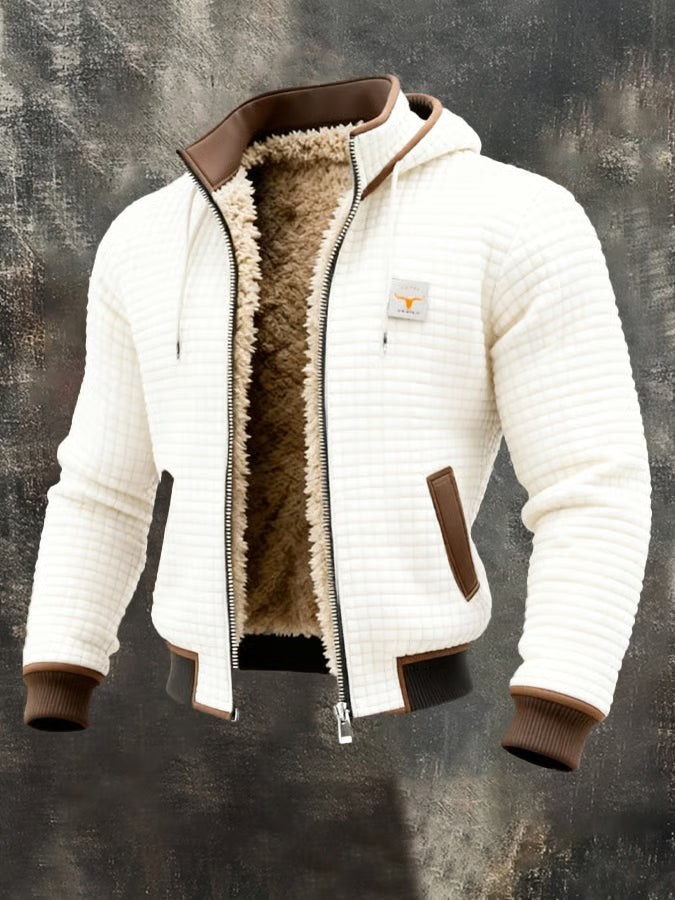 EAMON | Hooded waffle jacket with full zip