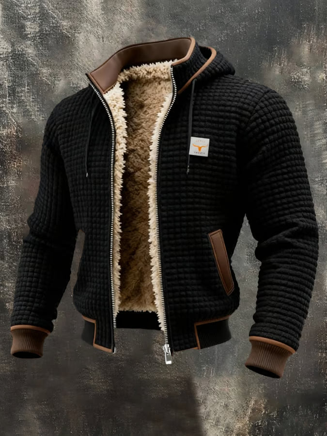 EAMON | Hooded waffle jacket with full zip