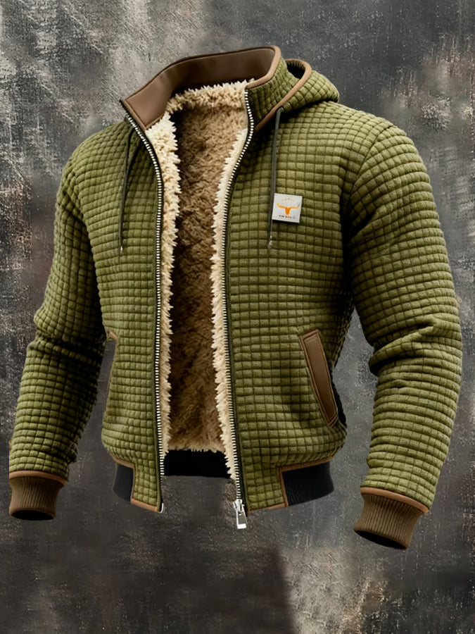 EAMON | Hooded waffle jacket with full zip