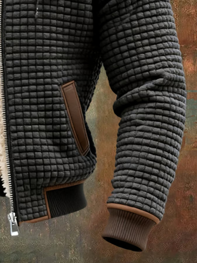 EAMON | Hooded waffle jacket with full zip