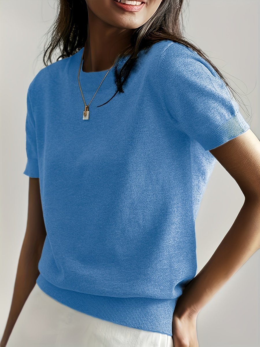 GWEN | Boxy short sleeve knit with ribbed trim