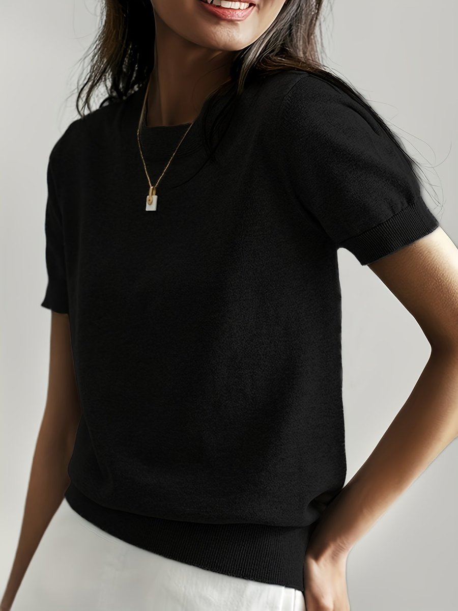 GWEN | Boxy short sleeve knit with ribbed trim
