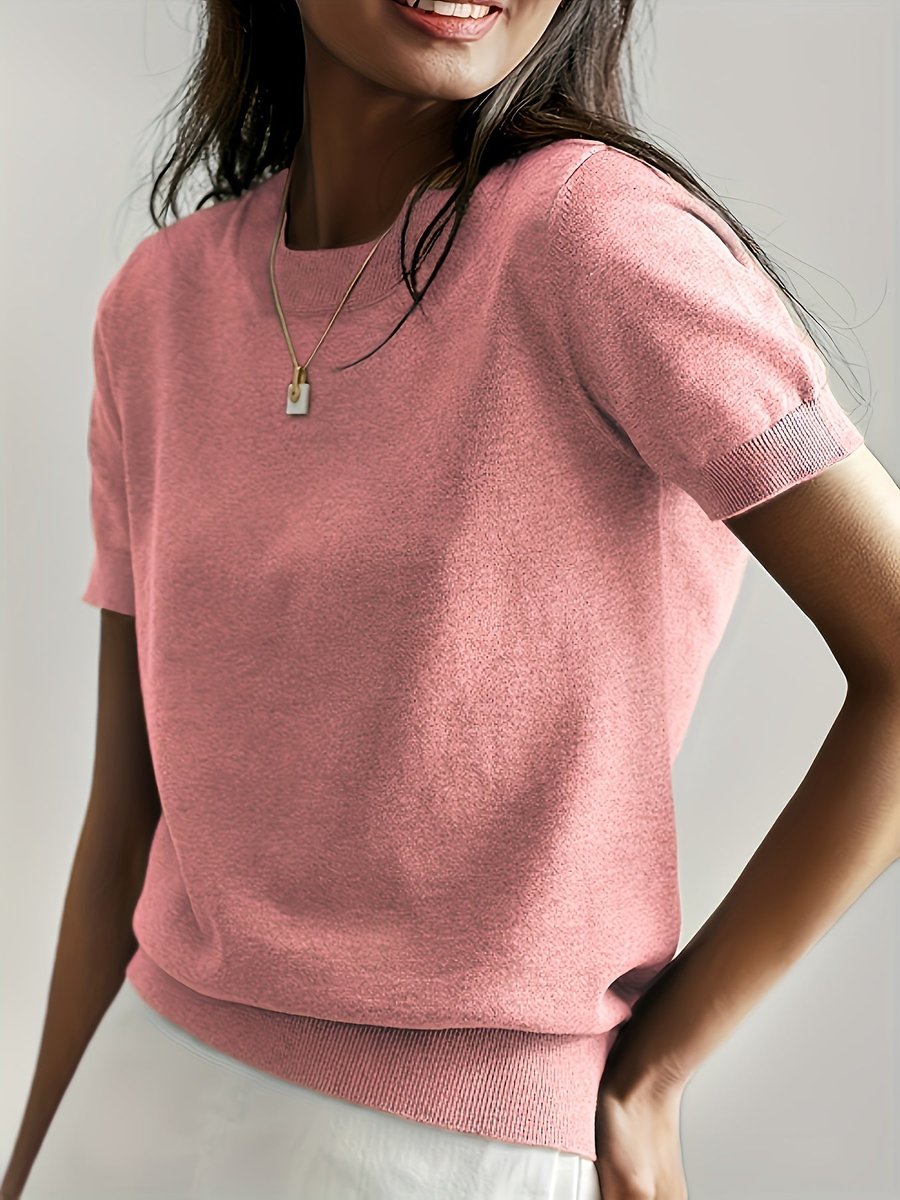 GWEN | Boxy short sleeve knit with ribbed trim