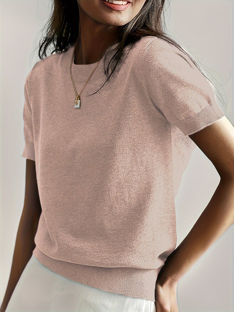 GWEN | Boxy short sleeve knit with ribbed trim