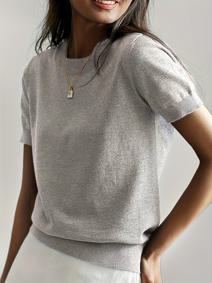 GWEN | Boxy short sleeve knit with ribbed trim