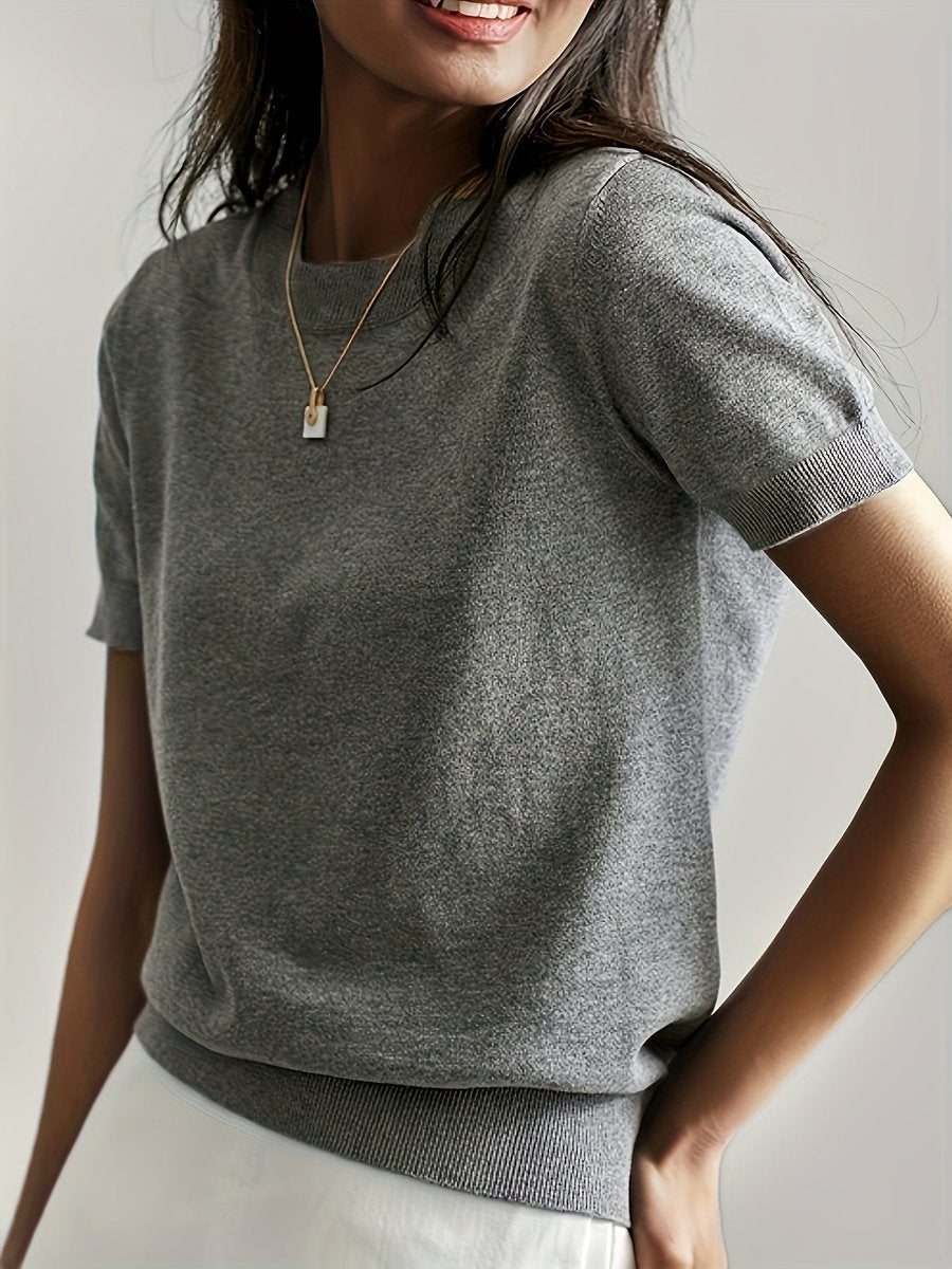 GWEN | Boxy short sleeve knit with ribbed trim