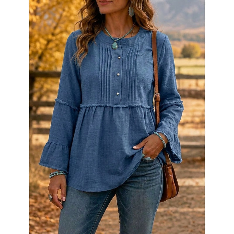 CONSTANCE | Pleated peplum with flared cuffs
