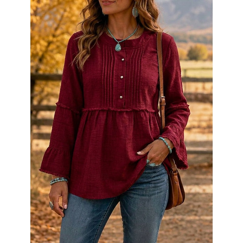 CONSTANCE | Pleated peplum with flared cuffs